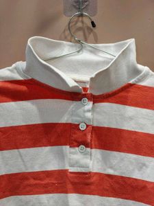 Striped Crop Polo Top