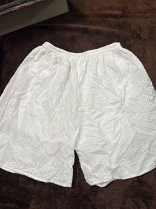 White Embroidered Shorts
