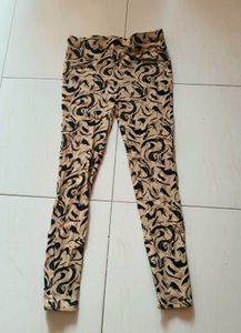 Abstract Print Beige Pants