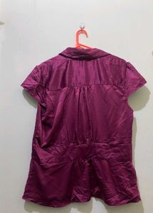 Satin Purple Button-Down Top length 25 bust 36