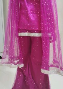 Pink Polka Dot Plazzo Kameez With Dupatta 👍