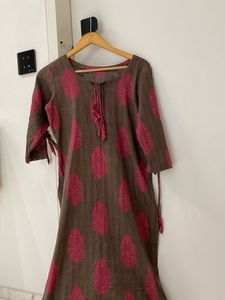 pink grey kurti