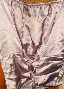 Satin Lavnendar Off-Shoulder Top