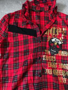 Checkered Skull detail Punk Shirt