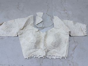 off white Sequins Work Stitched Blouse