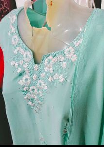 😍Beautiful Embroidery Work Kurti Pant Dupatta🥰