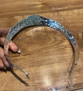 futuristic Silver Tone Metal Choker