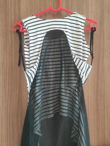 Striped Asymmetrical High-Low Tunic Top