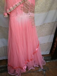 Baby Pink Party Wear Heavy Gown