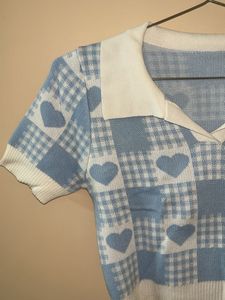 Sweetheart Gingham Collared Crop Top
