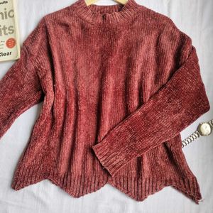 Chenille Velvet Mock Neck Sweater