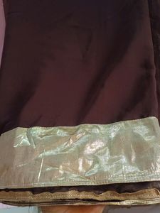 Brown Georgette Saree Without Blouse