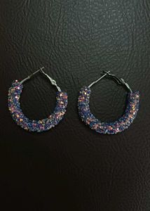 Sparkly Hoop Earrings Purple!!