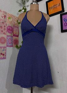 Retro Polka Dot Halter Dress