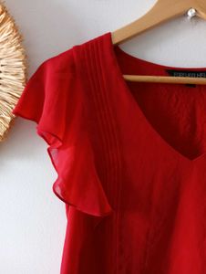 Forever New Red Ruffle Sleeve Top