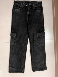 Charcoal Grey Unisex 6 Pockets Cargo Jeans