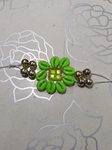 Green Cowrie Shell Rakhi