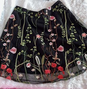 Floral Embroidered Skirt