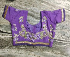 Purple Saree With Beautiful Embroidery