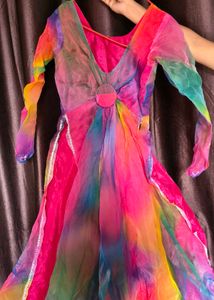 handstiched Colorful organza nyra dress