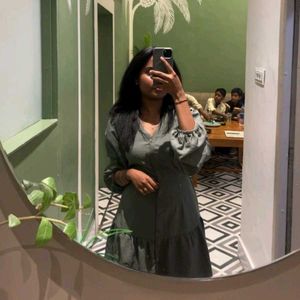 Olive Green Ruffled Mini Dress