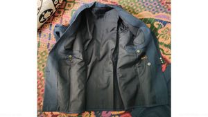 Mens Dark Navy Blue Striped Suit