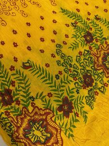 Yellow Floral Jaipuri Cotton Dupatta