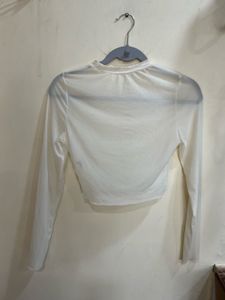 White Sheer/ Mesh Long Sleeve Top