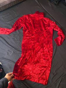 winter velvt red Bodycon