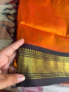 Orange-Blue Silk Saree