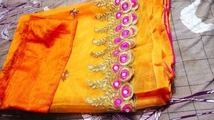Embroidered new mirror work saree
