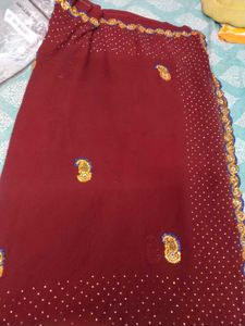 Elegant Maroon Embellished Saree