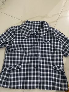Plaid Blazer/ cute koren style top