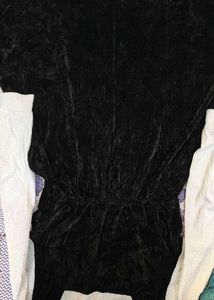 Black Velvet Button-Down Dress