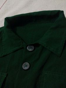 Green Button-Up Shirt Jacket