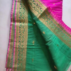 Pink &amp; Green Saree