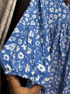 Floral Blue Tunic Top