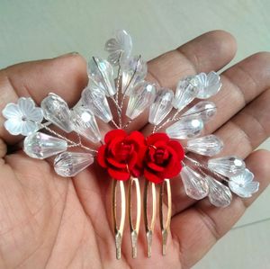 Stone Beaded with rose design Fancy Hair Clip/Side