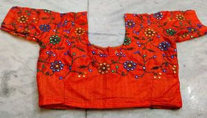 Orange color Wedding Silk Blouse