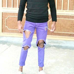 Ripped Purple Denim Jeans