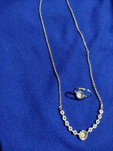 Silver Plated Chain With Ring