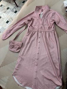 Pink Polka Dot Shirt Dress