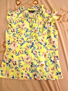 Floral Yellow Top For Girls