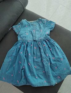 Girls' Blue Denim Flower Dress