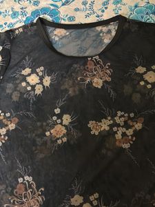SHEIN Black Sheer Net Crop Top | Transparent | Lon