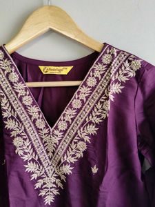 MYNTRA 3 Piece Embroidery Suit With Floral Duppata