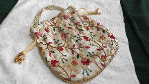 Embroidered Drawstring Pouch Party wear