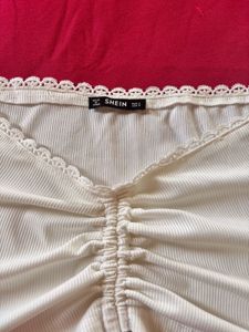 Shein White Drawstring Crop Top