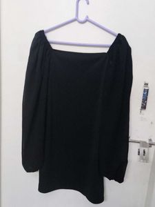 Black Balloon Sleeve Dress