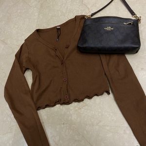 Brown Crop Cardigan 🤎